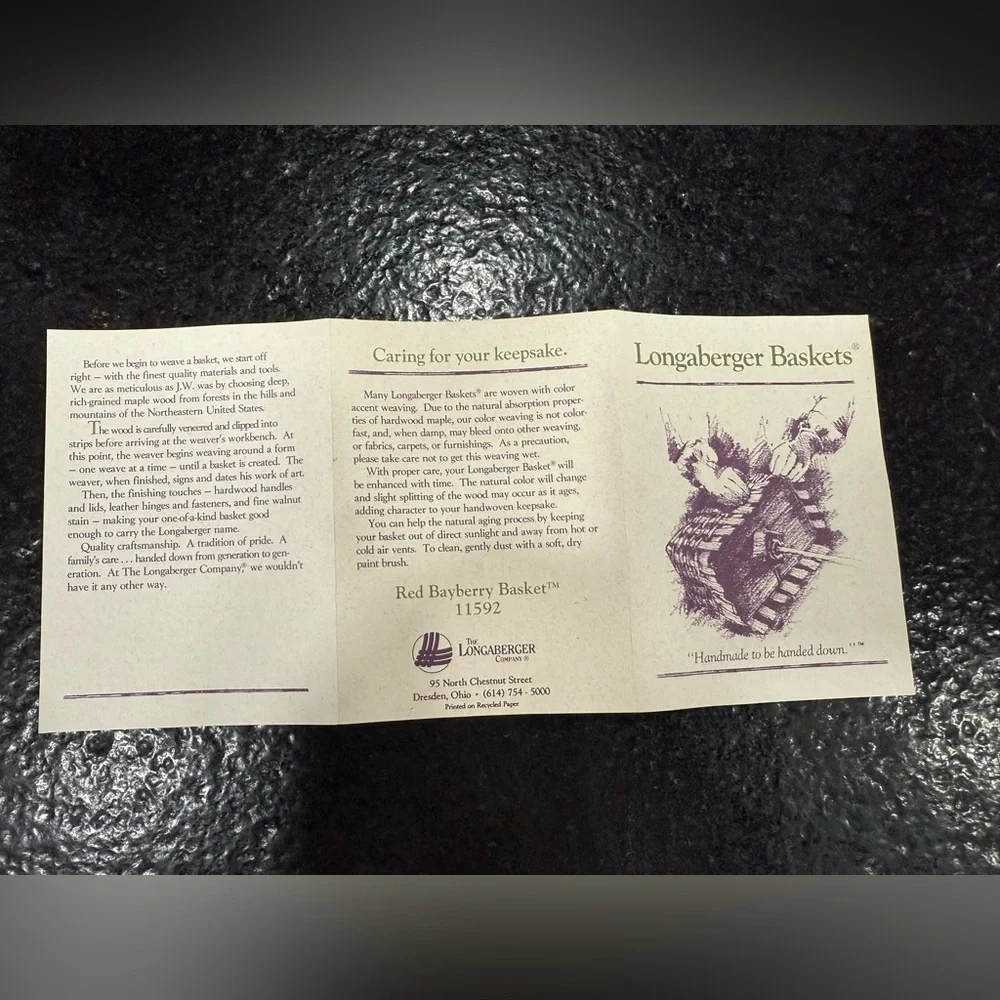Longaberger Christmas Collection 1993 Bayberry Basket